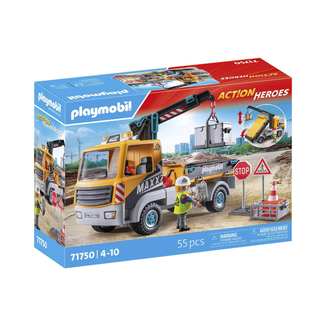 Playmobil 71750 Camión de construcción con grúa ¡Action Heroes!